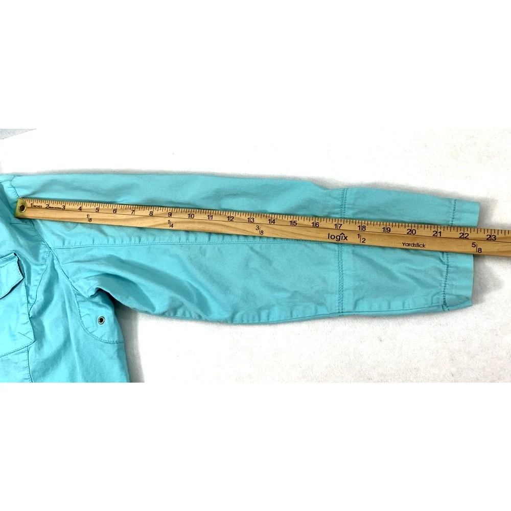 Activology Jacket Womens Large Turquoise Blue Gray Full Zip‎ Snap Up Lightweight